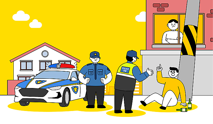 전신 구름 남자 허리손 가로등 일러스트 창문 술병 주택 앉기 여러명 성인 노란색 팔짱 가리킴 찡그림 경찰 만취 음주 전봇대 주택가 소음 경찰차 술주정 112 신고 출동 성인남자만 국내일러스트 AI파일 자연요소 직업 공공시설 컬러 포즈 다수 모션 자동차 병_용기 주류 표정 사람 손짓 건물 소리 전화번호 술취함 남자만 성인만 파일형식 벡터