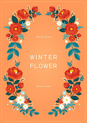 꽃 백그라운드 잎 일러스트 프레임 사람없음 주황색 테두리 겨울꽃 동백 꽃프레임 프레임일러스트 카피스페이스 국내일러스트 AI파일 카드프레임 식물 컬러 겨울 공백 파일형식 벡터