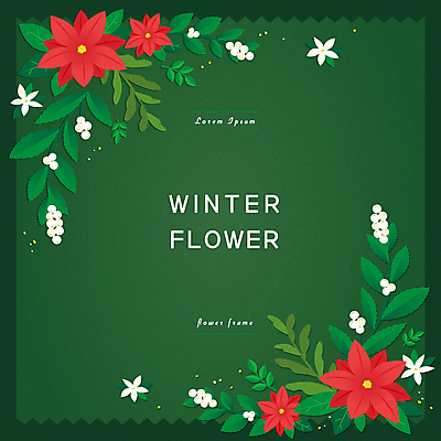 백그라운드 잎 크리스마스 일러스트 프레임 이벤트 사람없음 초록색 겨울꽃 포인세티아 꽃프레임 겨우살이 프레임일러스트 카피스페이스 국내일러스트 AI파일 식물 기념일 꽃 컬러 겨울 공백 파일형식 벡터