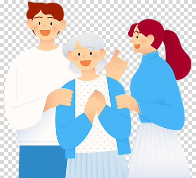 편집 편집이미지 여자 노년 남자 할머니 가족 함께함 미소 웃음 누끼 상반신 성인 세명 화목 PNG 어깨에손 편집소스 컨셉 관계 모션 표정 사람 파일형식