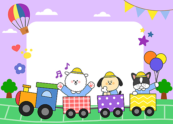 나무 구름 반려견 일러스트 사각프레임 프레임 세마리 사람없음 반려동물 보라색 유치원 만세 기차 열기구 개 강아지 승차 유치원복 풍선 가랜드 풍선잡기 프레임일러스트 애견유치원 국내일러스트 AI파일 자연요소 식물 동물 옷 교육 육상교통 컬러 포유류 항공교통 모션 대중교통 3 사각형 잡기 파티용품 파일형식 벡터