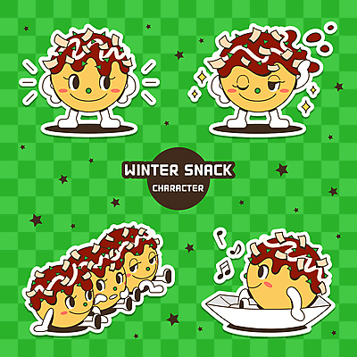 접시 별 허리손 겨울 패턴 음표 일러스트 앉기 사람없음 초록색 소스 겨울음식 겨울간식 음식캐릭터 타코야키 가츠오부시 길거리음식 잘난척 일러캐릭터 AI파일 자연요소 캐릭터 식기 기호 계절 음악 음식 컬러 포즈 무늬 식재료 모션 디저트 양념 일본음식 파일형식 벡터