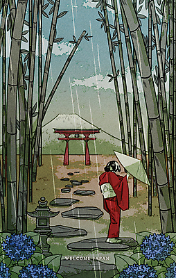 전신 PSD 여자 백그라운드 일러스트 한명 들기 풍경 성인 초록색 일본 비 석탑 대나무 일본전통 수국 후지산 토리이 성인여자한명만 국내일러스트 자연요소 나무 1 전통 꽃 아시아 컬러 모션 날씨 산 사람 탑 세계문화유산 신사_건축물 여자한명만 성인여자만 파일형식