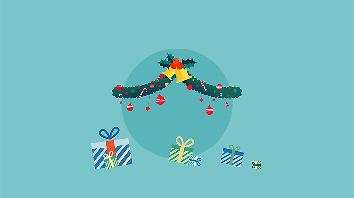 하늘색 크리스마스장식 크리스마스 겨울 타이포그라피 사람없음 선물상자 파티 종 동영상 오너먼트 모션그래픽 MP4 MOV 문자 계절 기념일 선물 이벤트 파란색 상자 파일형식