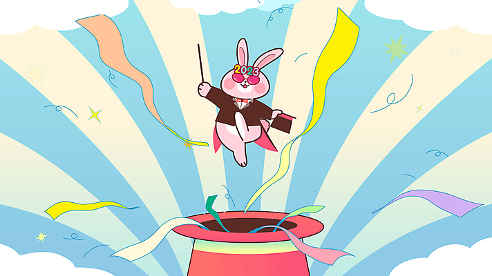 한마리 리본 들기 사람없음 선글라스 점프 마술 마술사 토끼띠 토끼 토끼캐릭터 마술사모자 동영상 마술지팡이 2023년 나오기 모션그래픽 MP4 MOV 계묘년 모자_잡화 1 안경 동물캐릭터 포유류 모션 반려동물 십이지신 연도 마술도구 파일형식