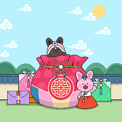 구름 전통 명절 두마리 하늘 근하신년 새해 복주머니 사람없음 태양 새해인사 토끼띠 토끼 한복 토끼캐릭터 보따리 손인사 동영상 기와담장 2023년 나오기 모션그래픽 MP4 MOV 흑토끼 계묘년 자연요소 한국전통 기념일 동물캐릭터 2 포유류 모션 전통소품 기와 담장 반려동물 십이지신 인사 전통의상 연도 파일형식