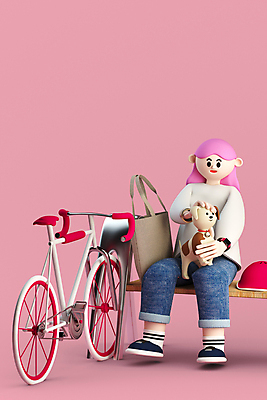 전신 PSD 편집 편집이미지 한마리 여자 반려견 분홍색 벤치 휴식 3D캐릭터 한명 앉기 성인 캐주얼 반려동물 3D 자전거 강아지 디지털합성 에코백 성인여자한명만 쓰다듬기 편집소스 월간캐릭터 그레이스 편집3D 동물 캐릭터 1 옷 컬러 컨셉 의자 가방 모션 사람 바이크 개 에코 여자한명만 성인여자만 파일형식