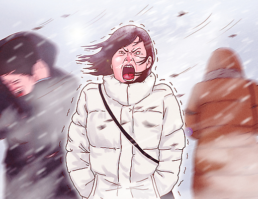 PSD 여자 남자 겨울 일러스트 날리기 바람 나뭇잎 상반신 성인 세명 고통 추위 찡그림 괴로움 출퇴근 주머니손 패딩 떨림 콧물 폭설 눈내림 성인만 칼바람 한파주의보 롱패딩 국내일러스트 자연요소 계절 감정 잎 비즈니스 모션 날씨 눈_날씨 표정 사람 점퍼 자연재해 생리현상 파일형식