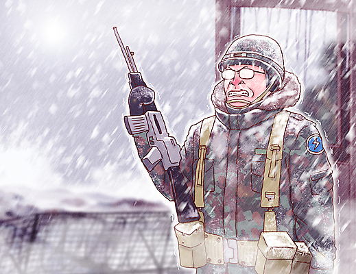 PSD 남자 안경 겨울 일러스트 군대 한명 들기 상반신 성인 군인 고통 총 추위 눈 찡그림 군복 경계 괴로움 철창 콧물 폭설 눈내림 성인남자한명만 일반전초 한파주의보 최전방 국내일러스트 자연요소 직업 1 잡화 계절 감정 무기 유니폼 모션 날씨 눈_날씨 표정 사람 자연재해 국군 생리현상 남자한명만 성인남자만 파일형식