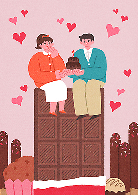 전신 PSD 커플 여자 남자 분홍색 데이트 일러스트 발렌타인데이 사랑 들기 앉기 성인 두명 초콜릿 기쁨 하트 감동 머핀 빼빼로 초코케이크 성인만 국내일러스트 모양 감정 빵 컬러 관계 모션 데이이벤트 디저트 사람 케이크 막대과자 파일형식