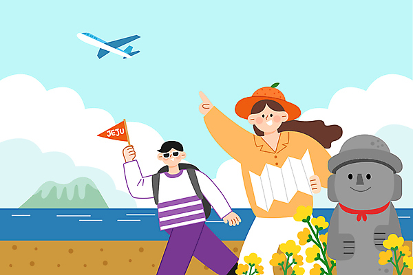 구름 모자 여자 남자 바다 여행 지도 일러스트 비행기 들기 성인 해변 두명 선글라스 제주도 걷기 가리킴 깃발 돌하르방 유채 한라산 제주도여행 성인만 국내일러스트 AI파일 자연요소 잡화 꽃 안경 항공교통 모션 산 대중교통 한국 사람 손짓 파일형식 벡터