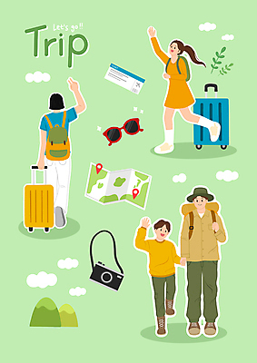 전신 PSD 여자 남자 아들 어린이 잎 지도 일러스트 휴가 산 소년 여러명 성인 선글라스 걷기 카메라 캐리어 아빠 항공권 배낭여행 손인사 구름모양 국내일러스트 모양 식물 안경 여행 다수 가족 모션 사람 전자제품 여행가방 인사 티켓 파일형식 구름_자연