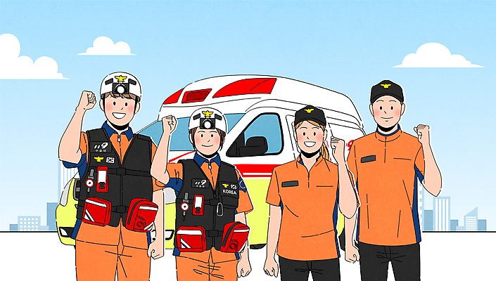 구름 여자 남자 포즈 하늘색 일러스트 하늘 빌딩 여러명 상반신 성인 파이팅 구급차 구조원 119 응급구조대 성인만 국내일러스트 AI파일 자연요소 직업 다수 모션 자동차 사람 건물 파란색 소방 전화번호 파일형식 벡터