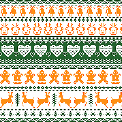 나무 크리스마스 겨울 패턴 일러스트 사람없음 초록색 노란색 루돌프 종 하트 삼각형 노르딕 픽셀 진저쿠키 국내일러스트 AI파일 모양 도형 식물 디자인 계절 기념일 컬러 무늬 사슴 쿠키 파일형식 벡터