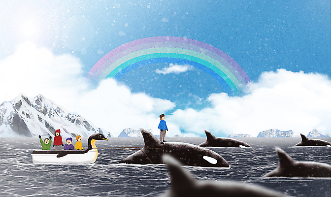 전신 PSD 구름 여자 남자 어린이 바다 하늘색 무지개 겨울 일러스트 하늘 동화 서기 소녀 소년 여러명 친구 만세 눈 승차 남극 즐거움 펭귄 빙산 범고래 선박 어린이만 국내일러스트 자연요소 계절 감정 다수 수상교통 관계 모션 조류 날씨 사람 파란색 극지방 고래 파일형식