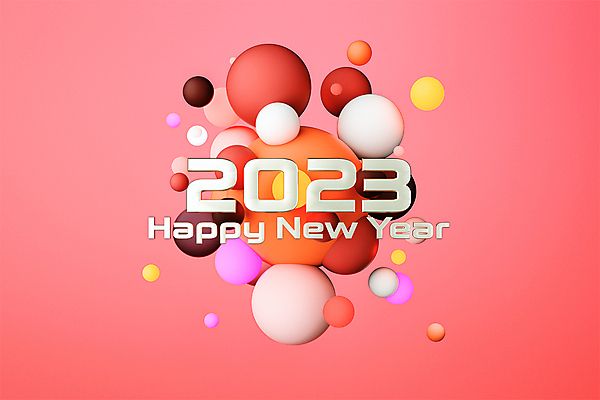 PSD 편집 편집이미지 새해 타이포그라피 사람없음 빨간색 단어 숫자 3D소스 3D 원형 디지털합성 해피뉴이어 편집소스 2023년 편집3D 도형 문자 컬러 새해인사 연도 파일형식