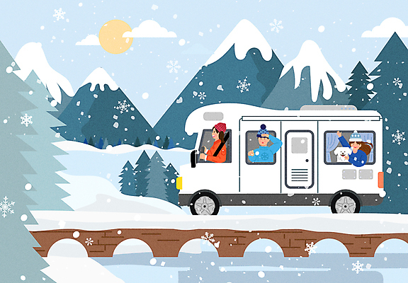 나무 여자 남자 하늘색 겨울 일러스트 가족 산 털모자 성인 세명 캠핑 운전 강아지 승차 즐거움 손인사 캠핑카 돌다리 멀리보기 눈내림 성인만 눈덮임 국내일러스트 AI파일 식물 모자_잡화 계절 감정 컨셉 관계 모션 자동차 레저 눈_날씨 사람 파란색 반려동물 다리_건축물 인사 개 파일형식 벡터