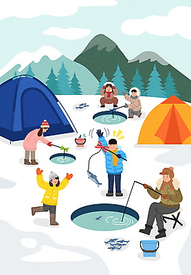 전신 나무 여자 남자 어린이 겨울 여러마리 일러스트 산 텐트 들기 앉기 소녀 소년 여러명 성인 달리기 만세 캠핑 낚시용품 캠핑장 즐거움 빙판 낚시터 얼음낚시 낚시의자 빙어 빙어낚시 국내일러스트 AI파일 식물 계절 감정 다수 의자 모션 레저 낚시 캠핑도구 사람 민물고기 파일형식 벡터