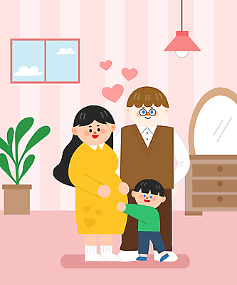 전신 여자 남자 화분 어린이 분홍색 일러스트 창문 가족 포옹 조명 서기 소년 성인 세명 화목 임산부 만지기 하트 뒷짐 다문화 화장대 다문화가정 감싸기 국내일러스트 AI파일 모양 컬러 가구 컨셉 관계 안기 모션 사람 임신 사회이슈 파일형식 벡터