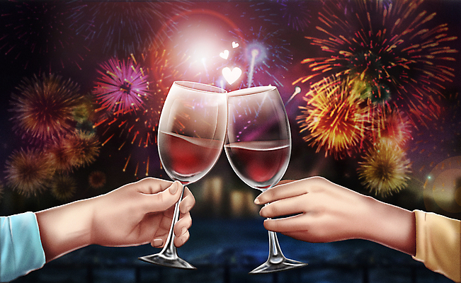 PSD 손 커플 와인잔 일러스트 성공 폭죽 불꽃놀이 사랑 들기 신체부위 파티 와인 축제 기쁨 하트 축하 야간 건배 국내일러스트 자연요소 모양 감정 컨셉 술잔 관계 모션 놀이 주류 사람 이벤트 파일형식