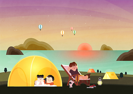 전신 여자 남자 별 어린이 엎드리기 바다 섬 일러스트 가족 텐트 앉기 소녀 여러명 성인 눕기 노을 턱괴기 일몰 캠핑 바위 열기구 강아지 저녁 캠핑장 국내일러스트 AI파일 자연요소 다수 관계 항공교통 모션 레저 캠핑도구 사람 반려동물 돌_바위 개 야간 파일형식 벡터