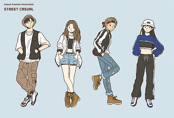 전신 PSD 여자 패션 남자 포즈 운동화 티셔츠 일러스트 반바지 부츠 힙합 여러명 성인 캐주얼 점퍼 청바지 머리띠 조끼 탱크톱 스니커즈 코디 배기팬츠 배꼽티 벙거지모자 스타일 성인만 반다나 스트리트패션 국내일러스트 모자_잡화 옷 음악 다수 신발 셔츠 상의 장신구 바지 사람 외투 파일형식 헤어액세사리