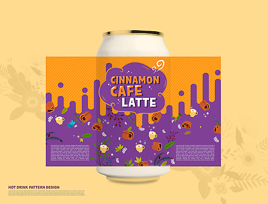 PSD 편집이미지 패턴 포장 나뭇잎 사람없음 컵 반짝임 라벨 보라색 주황색 캔 겨울음식 따뜻한음료 시나몬 카페라떼 캔음료 목업 이미지편집 식기 커피 음료 음식 컬러 잎 겨울 무늬 모션 프레임 라떼 파일형식