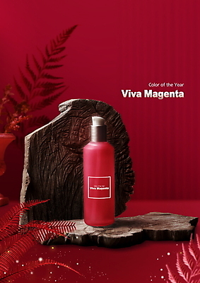 PSD 편집이미지 백그라운드 잎 나뭇잎 사람없음 목재 빨간색 뷰티 화장품 자주색 나무조각 트렌드컬러 비바마젠타 이미지편집 나무 식물 컬러 재료 파일형식