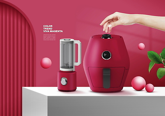 PSD 식물 편집이미지 손 탁자 손짓 신체부위 가전제품 원형 자주색 믹서 트렌드컬러 에어프라이어 비바마젠타 이미지편집 도형 컬러 가구 모션 사람 파일형식