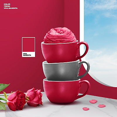 PSD 편집이미지 꽃잎 창문 하늘 사람없음 컵 장미 쌓기 세개 자주색 트렌드컬러 비바마젠타 이미지편집 식기 꽃 컬러 모션 3 파일형식