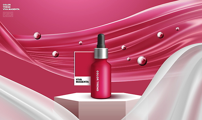 PSD 편집이미지 곡선 사람없음 뷰티 화장품 원형 자주색 천 앰플 트렌드컬러 비바마젠타 이미지편집 도형 선 컬러 직물 파일형식