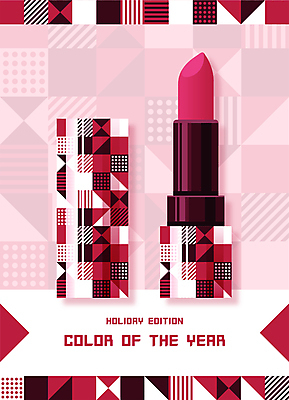 패턴 일러스트 추상 사람없음 뷰티 화장품 립스틱 자주색 기하학 트렌드컬러 비바마젠타 국내일러스트 AI파일 컬러 무늬 파일형식 벡터