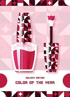 패턴 일러스트 사람없음 뷰티 화장품 자주색 네일아트 매니큐어 기하학 트렌드컬러 비바마젠타 국내일러스트 AI파일 컬러 무늬 파일형식 벡터