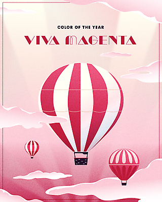 구름 백그라운드 일러스트 하늘 사람없음 열기구 비행 자주색 트렌드컬러 비바마젠타 국내일러스트 AI파일 자연요소 컬러 항공교통 파일형식 벡터