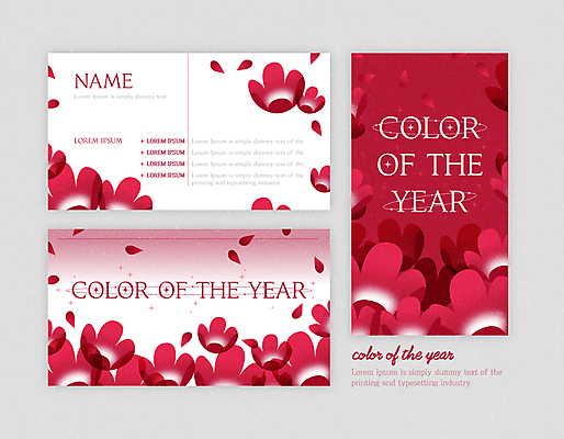 꽃잎 꽃 백그라운드 일러스트 명함 사람없음 세트 흰색 자주색 트렌드컬러 세로명함 가로명함 비바마젠타 국내일러스트 AI파일 식물 컬러 파일형식 벡터