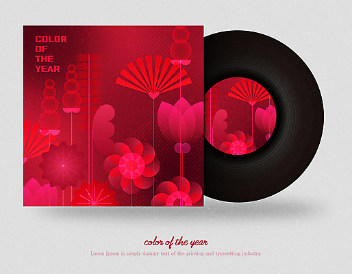 표지 꽃 백그라운드 일러스트 사람없음 레코드 분위기 자주색 앨범 겹침 트렌드컬러 비바마젠타 국내일러스트 AI파일 식물 컬러 컨셉 음반 파일형식 벡터