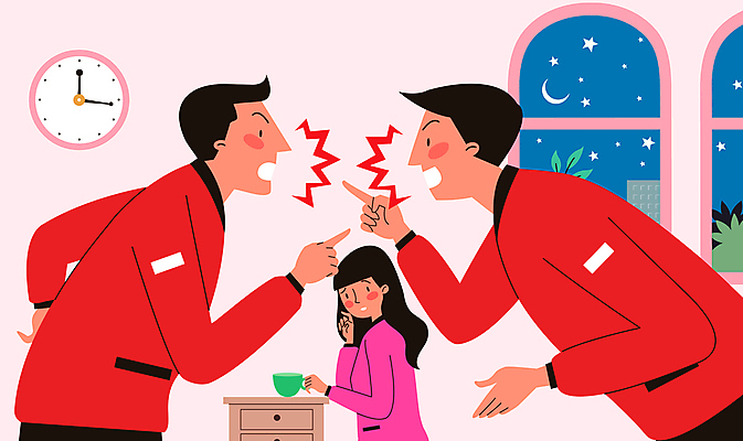 여자 남자 시계 일러스트 창문 들기 상반신 성인 컵 세명 놀람 외침 가리킴 야간 동료 싸움 공공예절 공공장소 고성방가 삿대질 욕설 성인만 국내일러스트 AI파일 자연요소 식기 감정 관계 모션 표정 사람 손짓 소리 장소 예절 소음 파일형식 벡터