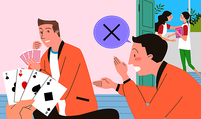 전신 여자 남자 말풍선 일러스트 창문 대화 앉기 손짓 여러명 상반신 성인 금지 게임 잡기 트럼프 도박 포커 공공예절 공공장소 성인만 국내일러스트 AI파일 다수 모션 놀이 말하기 사람 놀이용품 장소 예절 파일형식 벡터