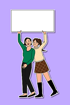 전신 배너 여자 일러스트 프레임 부츠 들기 성인 두명 친구 니트 백지 연보라색 프레임일러스트 성인여자만 들어올리기 국내일러스트 AI파일 신발 상의 관계 모션 사람 보라색 여자만 성인만 파일형식 벡터