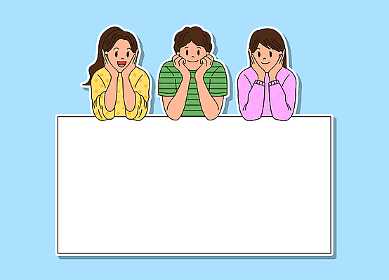 배너 응시 여자 하늘색 일러스트 프레임 미소 상반신 성인 세명 친구 턱괴기 여성복 백지 꽃받침 프레임일러스트 성인여자만 국내일러스트 AI파일 시선 옷 관계 모션 표정 사람 손짓 파란색 여자만 성인만 파일형식 벡터