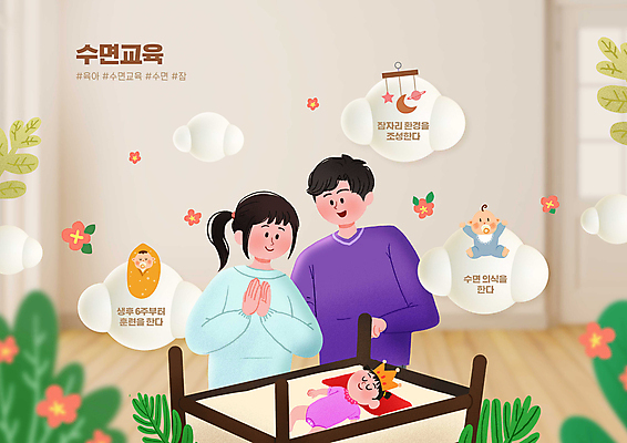 전신 PSD 편집이미지 응시 여자 남자 꽃 화분 나뭇잎 왕관 서기 여러명 성인 부모 눕기 육아 아기 잠 천 노리개젖꼭지 유아교육 손모으기 모빌 구름모양 아기침대 이미지편집 수면_잠 모양 식물 시선 교육 다수 잎 가족 모션 사람 손짓 아기용품 침대 직물 파일형식 구름_자연