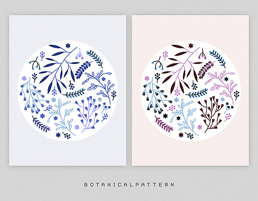 디자인 줄기 분홍색 백그라운드 잎 일러스트 사람없음 파란색 원형 감성 잎줄기 파스텔톤 보테니컬아트 국내일러스트 AI파일 도형 식물 컬러 컨셉 파일형식 벡터