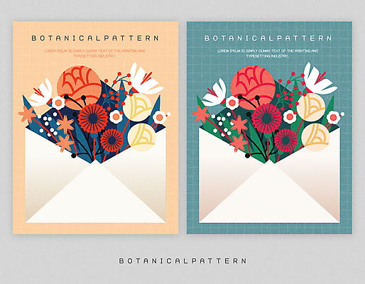 디자인 꽃 잎 일러스트 편지봉투 사람없음 주황색 오픈 편지 청록색 감성 보테니컬아트 국내일러스트 AI파일 식물 컬러 컨셉 봉투 파일형식 벡터