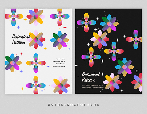 디자인 꽃 백그라운드 패턴 일러스트 사람없음 반짝임 컬러풀 검은색 흰색 감성 보테니컬아트 키치 국내일러스트 AI파일 식물 컬러 컨셉 무늬 모션 파일형식 벡터