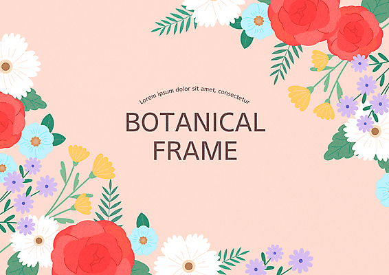 꽃 분홍색 잎 일러스트 프레임 사람없음 감성 꽃프레임 보테니컬아트 국내일러스트 AI파일 식물 컬러 컨셉 파일형식 벡터
