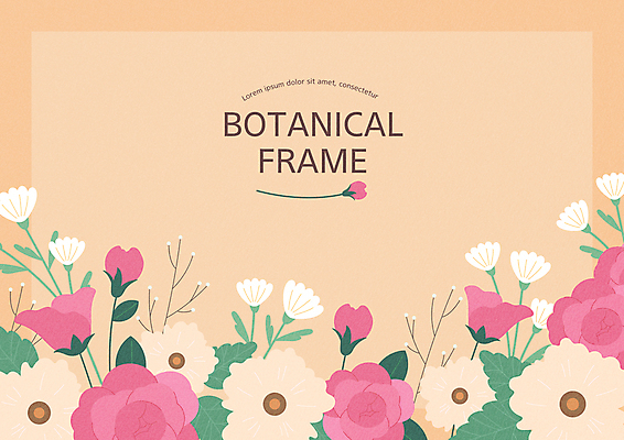 꽃 잎 일러스트 프레임 사람없음 주황색 감성 꽃프레임 보테니컬아트 국내일러스트 AI파일 식물 컬러 컨셉 파일형식 벡터