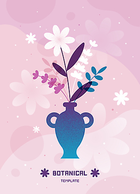 꽃 화분 줄기 백그라운드 잎 일러스트 사람없음 꽃병 보라색 감성 보테니컬아트 국내일러스트 AI파일 식물 컬러 컨셉 파일형식 벡터