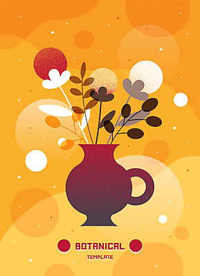 꽃 화분 줄기 잎 일러스트 사람없음 꽃병 주황색 감성 보테니컬아트 국내일러스트 AI파일 식물 컬러 컨셉 파일형식 벡터