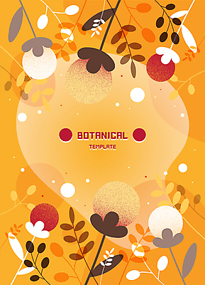 꽃 줄기 백그라운드 잎 일러스트 프레임 사람없음 주황색 풀 감성 꽃프레임 보테니컬아트 국내일러스트 AI파일 식물 컬러 컨셉 파일형식 벡터