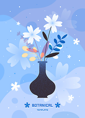 화분 줄기 백그라운드 잎 일러스트 프레임 사람없음 파란색 꽃병 감성 꽃프레임 보테니컬아트 국내일러스트 AI파일 식물 꽃 컬러 컨셉 파일형식 벡터